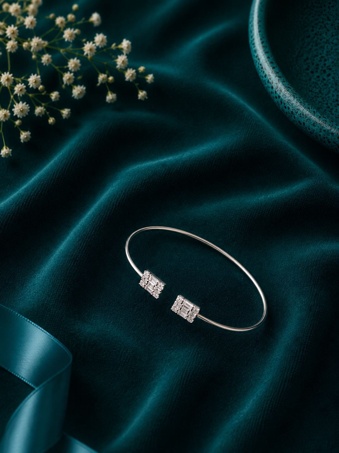 Twin Square Crystal Adjustable Kada