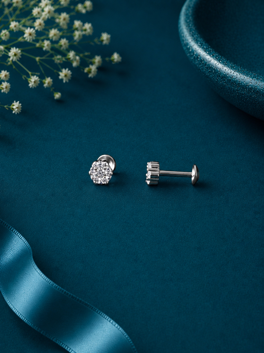 Radiant Starburst Silver Stud Earrings