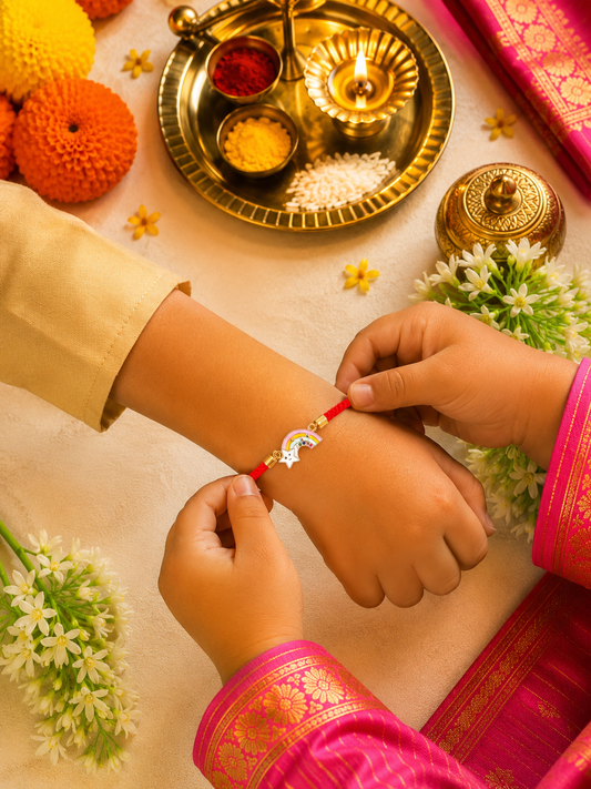 Rainbow Cloud Red Kids Rakhi