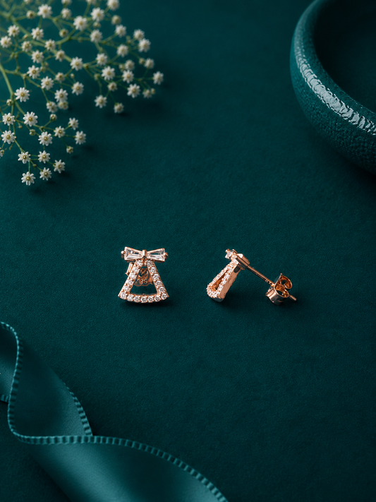 Crystal Bell Gold Stud Earrings