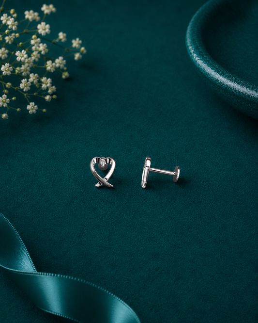 Crystal Love Knot Silver Stud Earrings