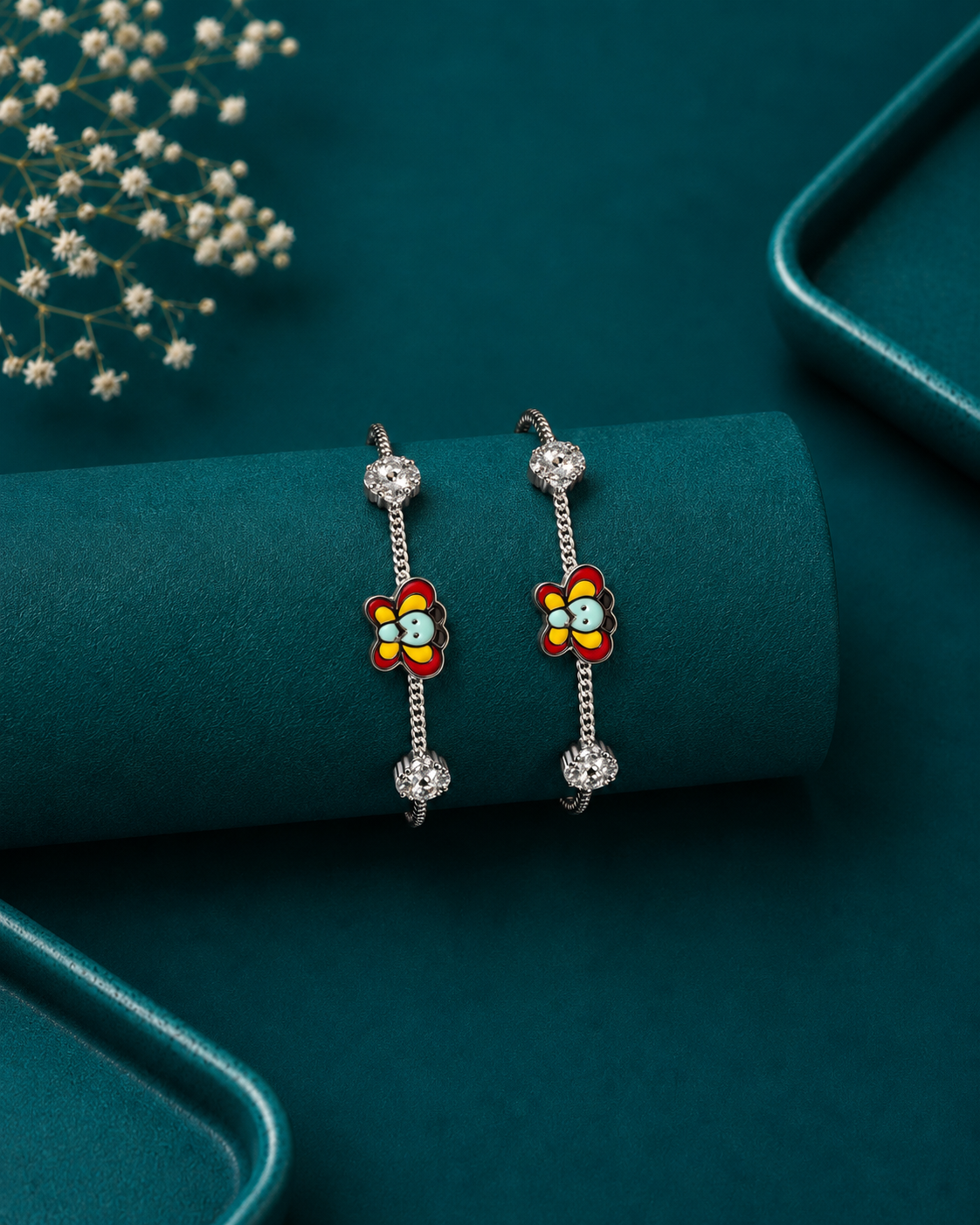 Colourful Toy Silver Kids Kada Pair