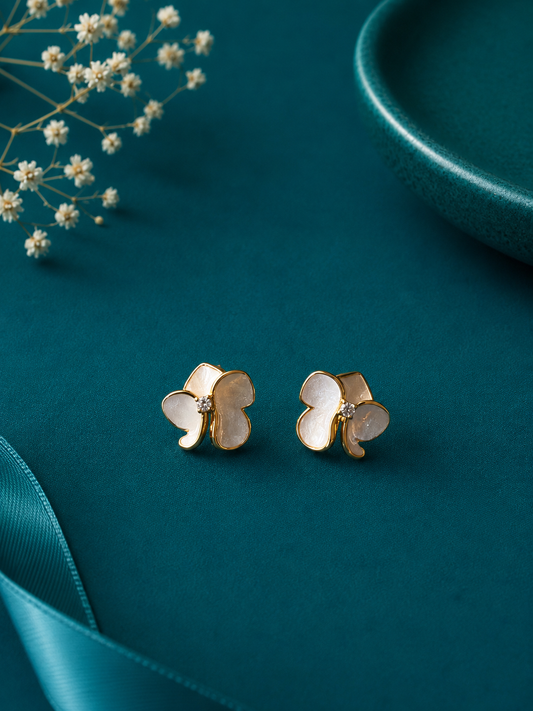Pink Five-Petal Flower Stud Earrings