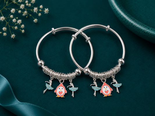 Penguin Star Dangle Silver Kids Kada Pair
