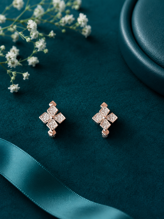 Sterling Silver Floral Sparkle Stud Earrings