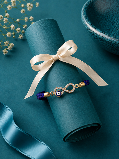 Infinity Evil Eye Purple Thread Rakhi