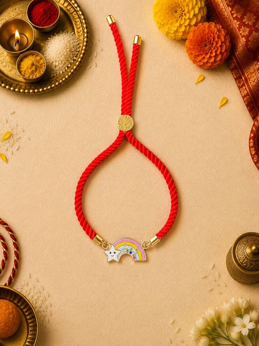 Rainbow Cloud Red Kids Rakhi