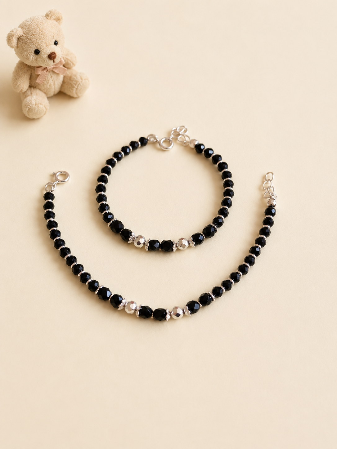 Kids Silver Black Bead Nazaria Bracelet