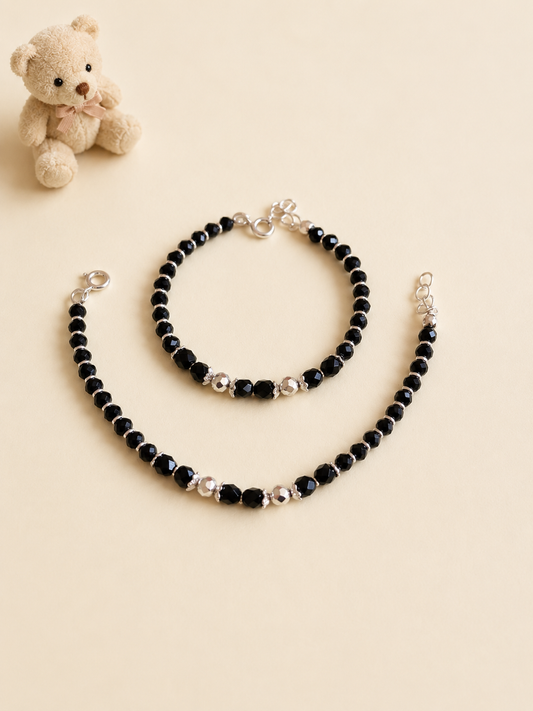 Kids Silver Black Bead Nazaria Bracelet