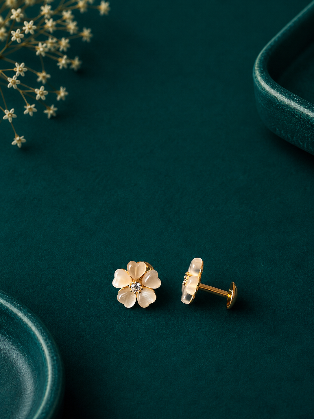 Peach Blossom Gold Stud Earrings
