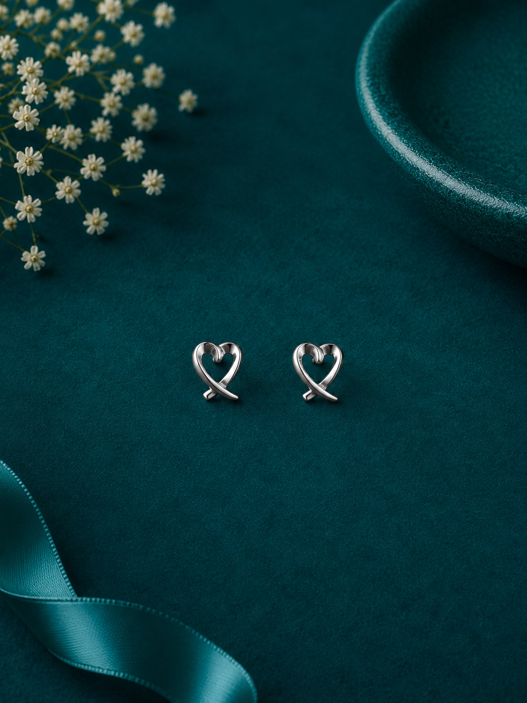 Crystal Love Knot Silver Stud Earrings