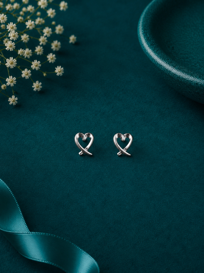 Crystal Love Knot Silver Stud Earrings