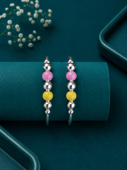Candy Bead Silver Kids Kada Pair