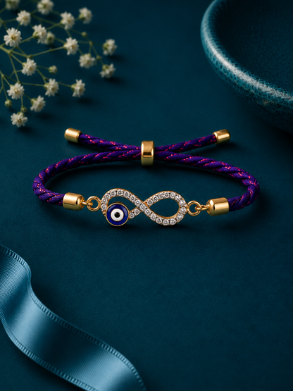 Infinity Evil Eye Purple Thread Rakhi