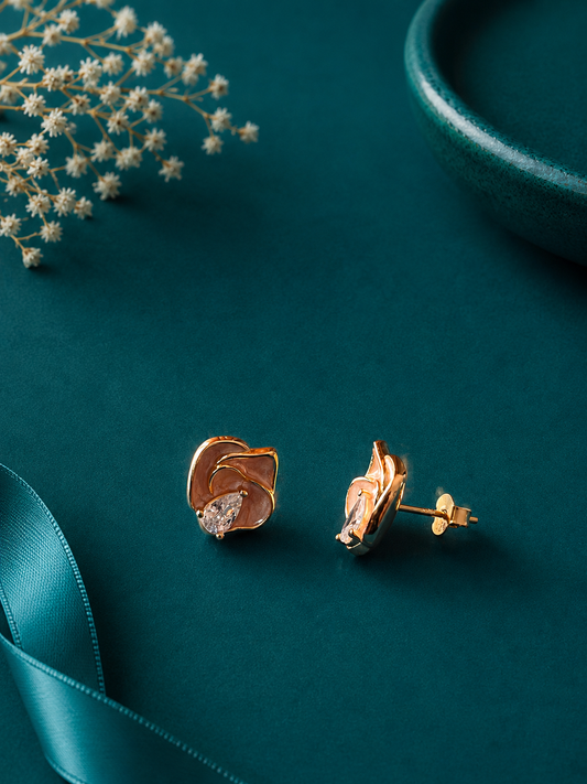 Rose Gold Swirl Stud Earrings