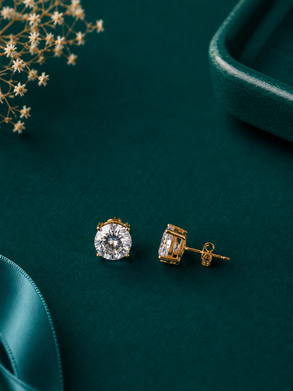 Classic Solitaire Silver Stud Earrings