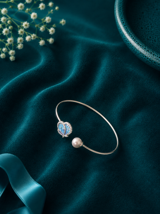 Blue Rose Pearl Adjustable Ring