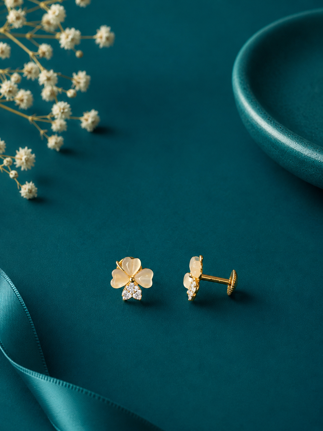 Peach Blossom Gold Stud Earrings