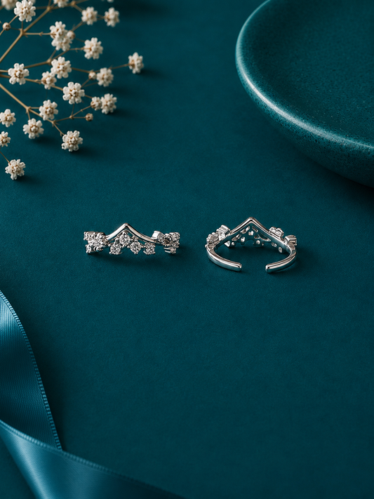 Crystal Crown Adjustable Toe Ring