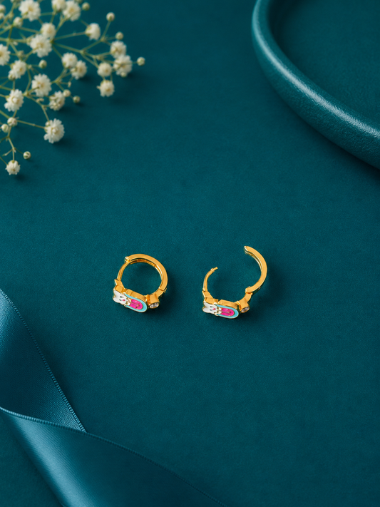 Multicolour Elephant Gold Kids Hoop Earrings