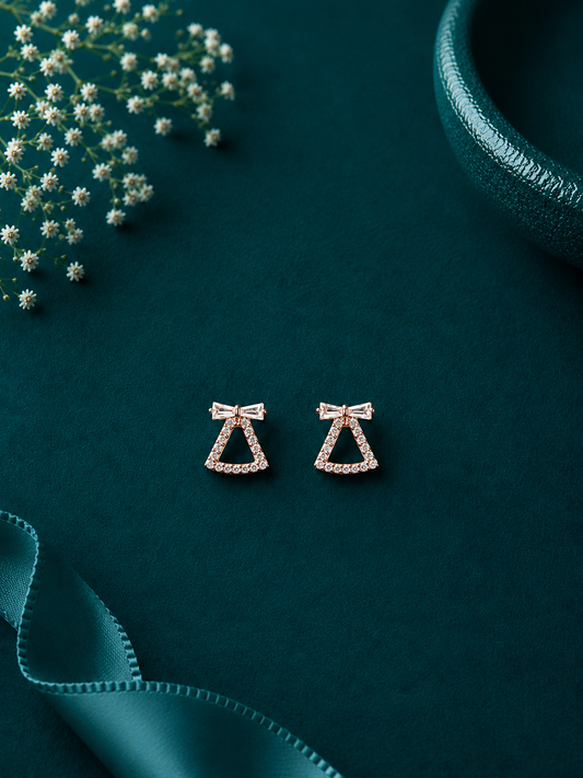 Crystal Bell Gold Stud Earrings