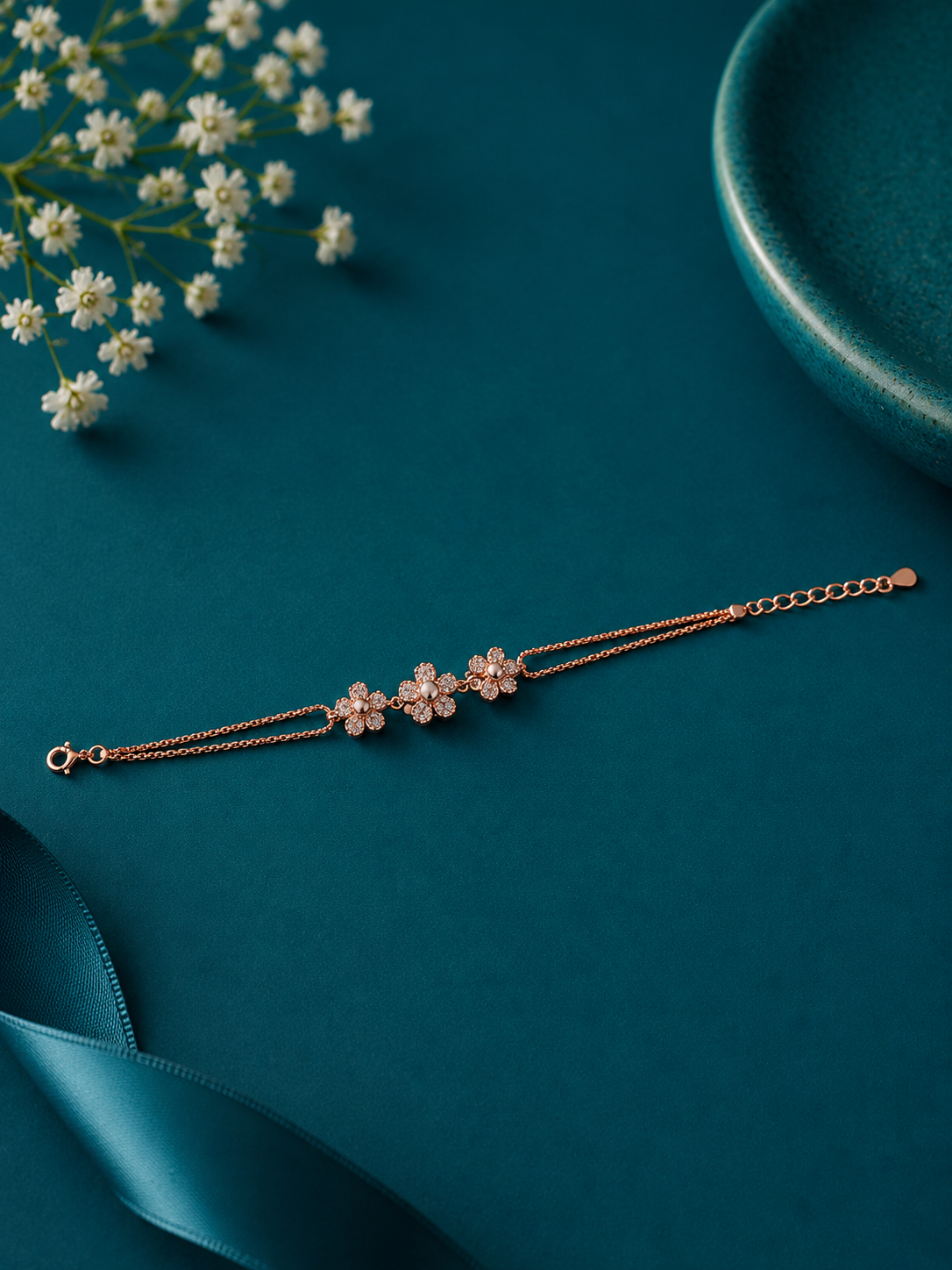Rose Gold Floral Cluster Bracelet