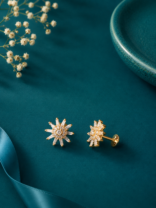 Mini Champagne Butterfly Gold Stud Earrings