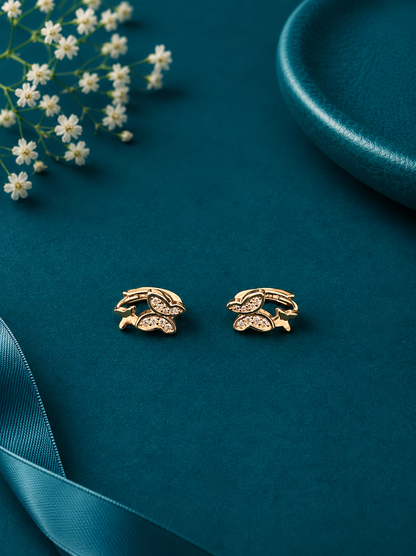 Rose Gold Butterfly Kids Hoop Earrings