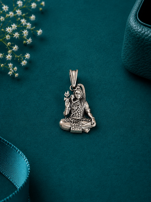 Sterling Silver Seated Lord Shiva Pendant