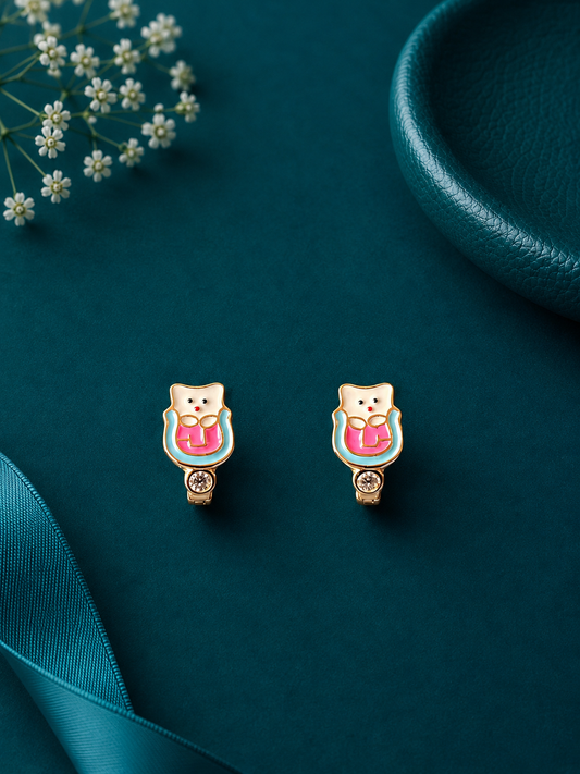 Colourful Owl Gold Kids Hoop Earrings