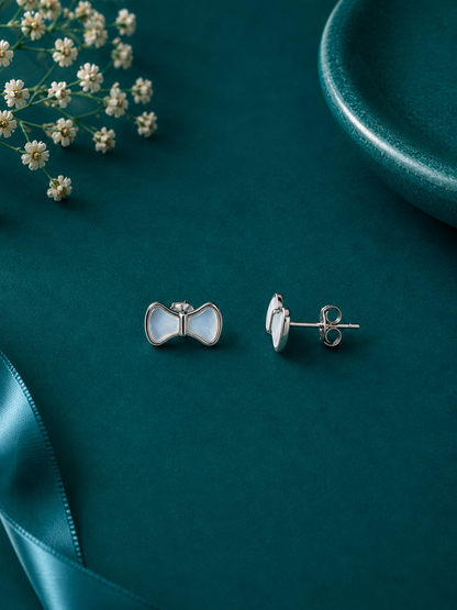 Classic Bow Silver Stud Earrings