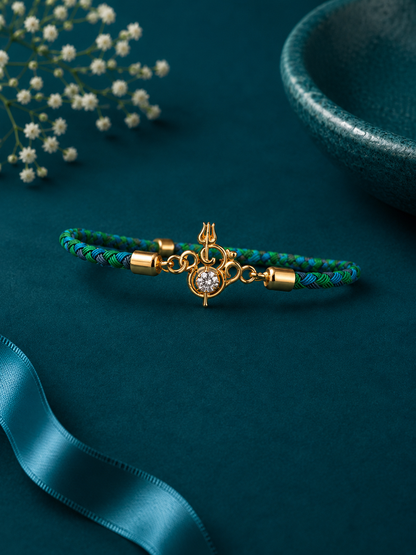 Ornate Floral Green Thread Rakhi