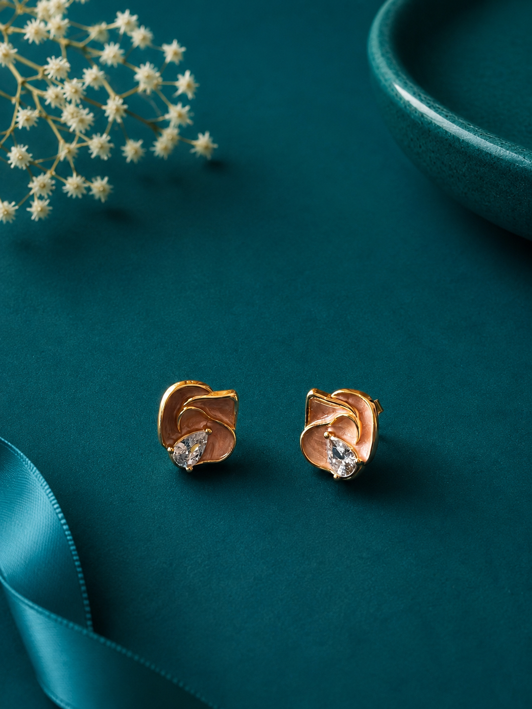 Rose Gold Swirl Stud Earrings