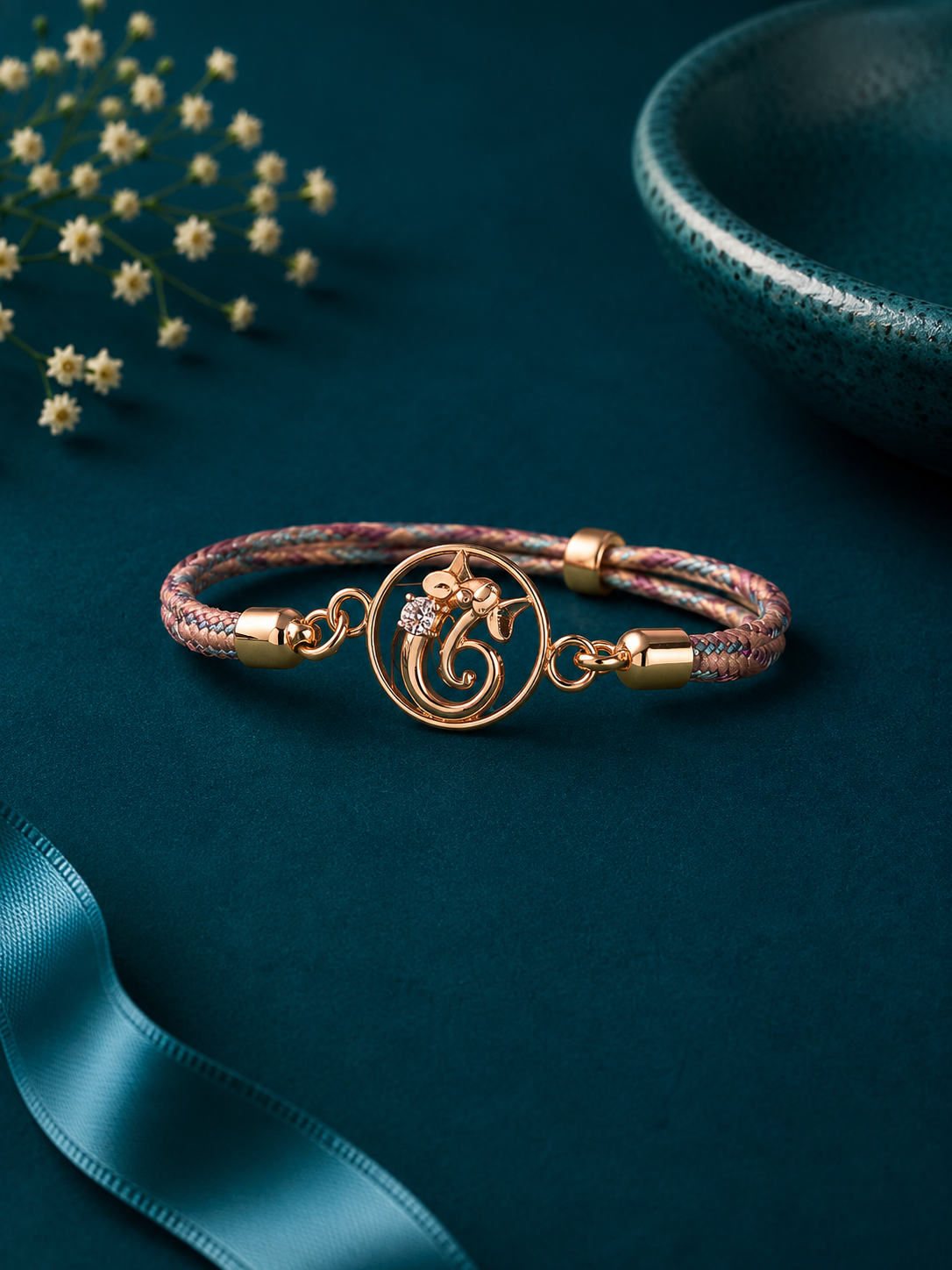 Lord Ganesha Rose Thread Rakhi