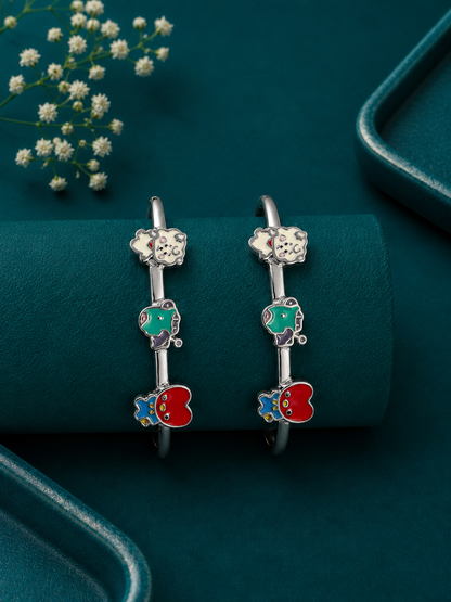 Turquoise Garden Heart Silver Kids Kada Pair