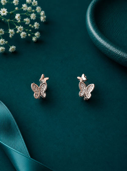 Rose Gold Butterfly Kids Hoop Earrings