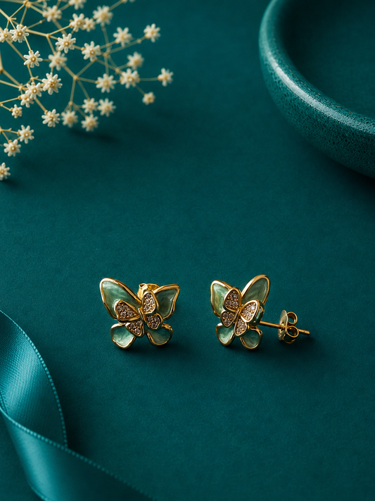 Sunburst Crystal Gold Stud Earrings