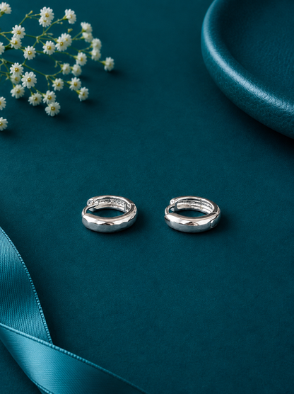 Classic Polished Silver Kids Hoop Earrings