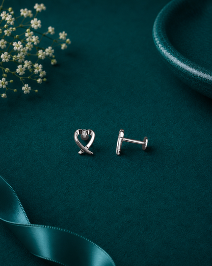 Crystal Love Knot Silver Stud Earrings