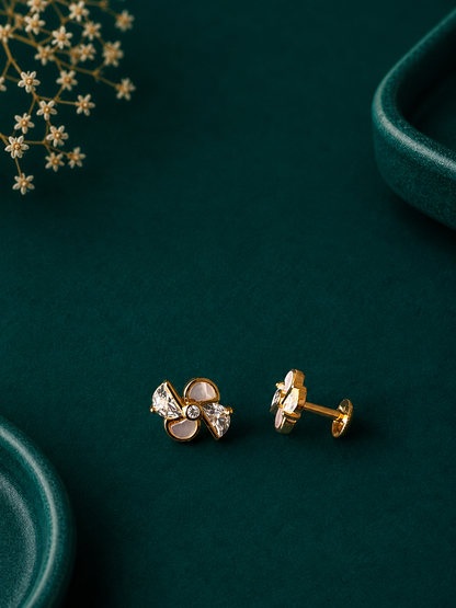 Ivory Butterfly Gold Stud Earrings