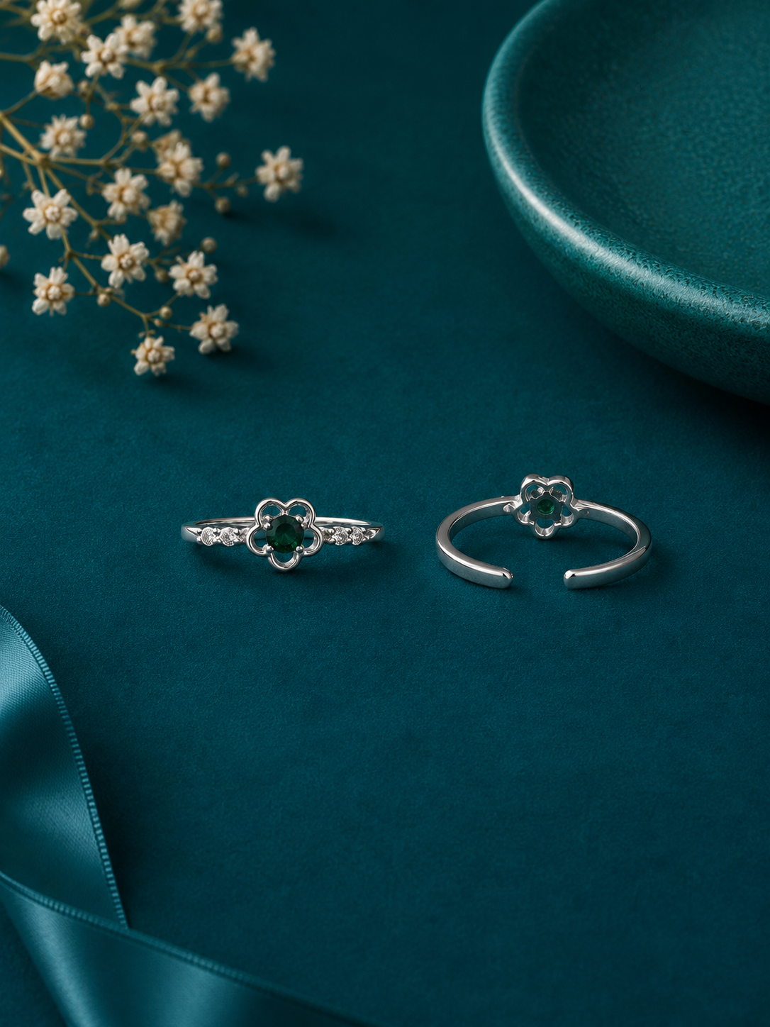 Emerald Clover Adjustable Toe Ring