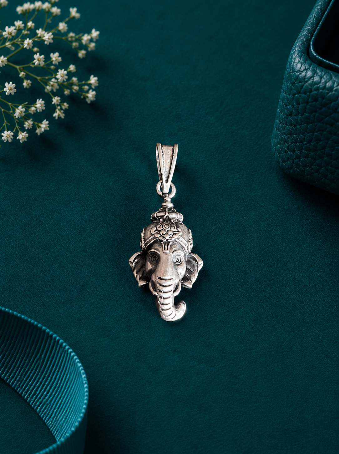 Sterling Silver Lord Ganesha Face Pendant