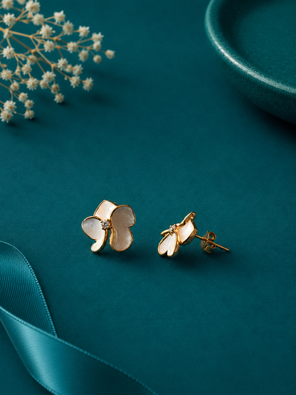Pink Five-Petal Flower Stud Earrings