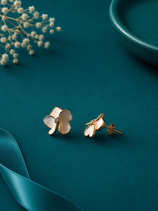 Pink Five-Petal Flower Stud Earrings
