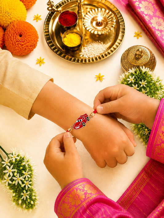 Kids Red Racing Car Rakhi
