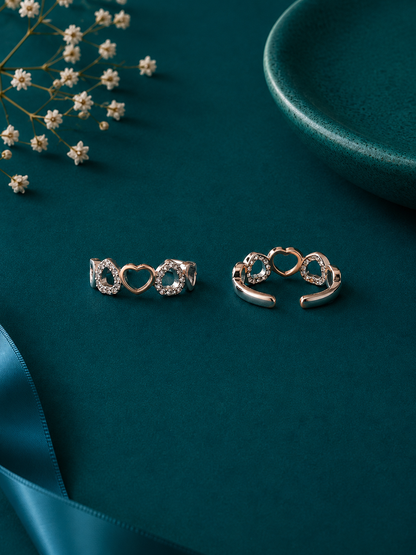 Double Heart Adjustable Toe Ring