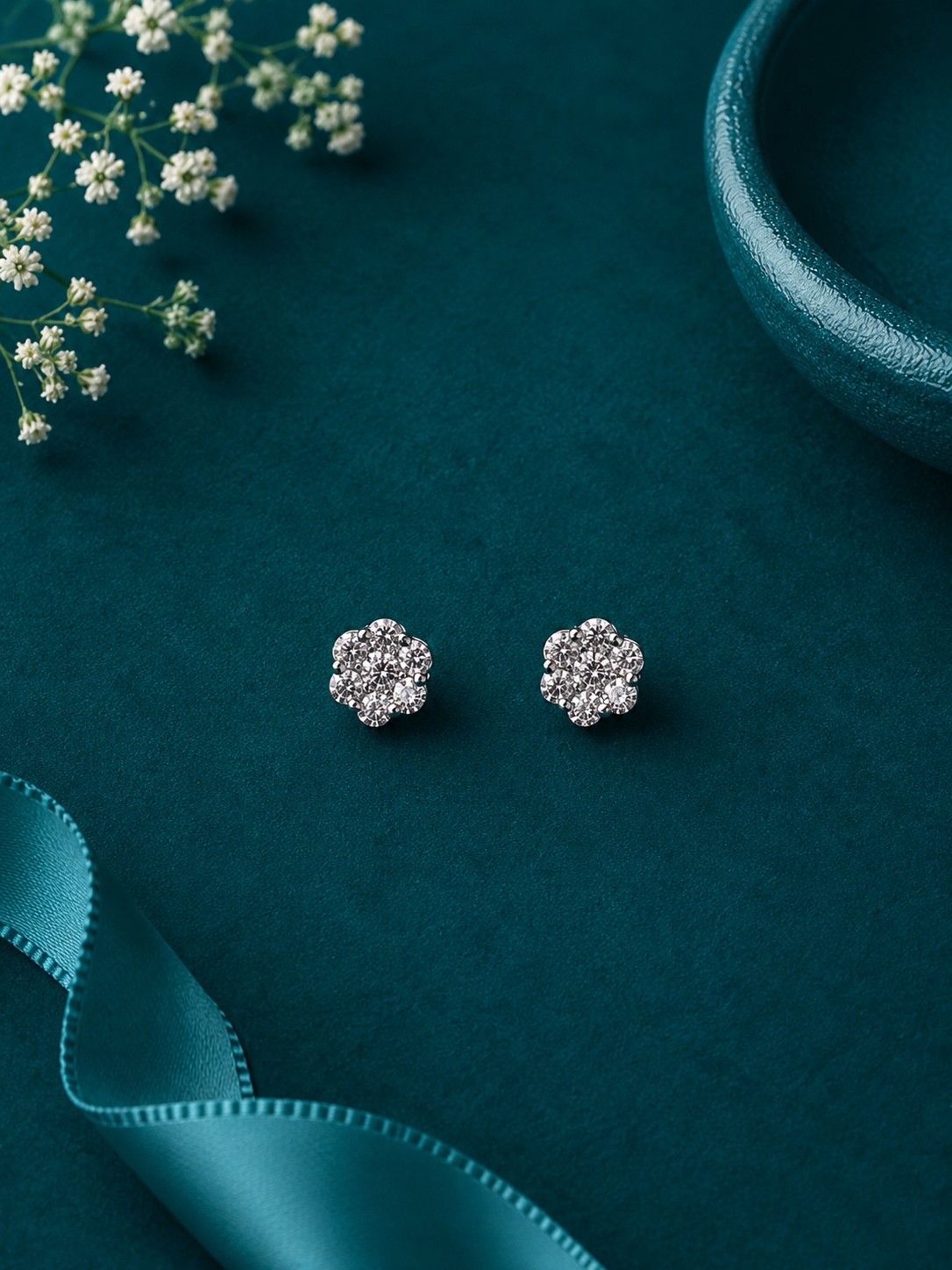 Radiant Starburst Silver Stud Earrings