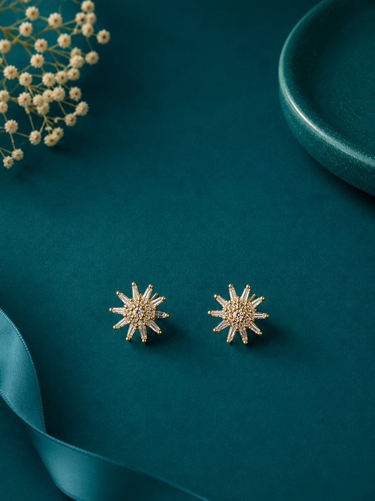 Mini Champagne Butterfly Gold Stud Earrings