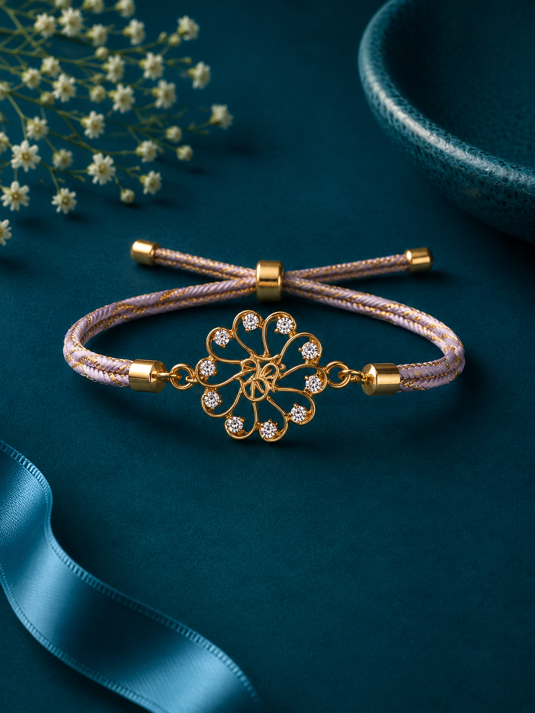 Floral Mandala Rose Thread Rakhi