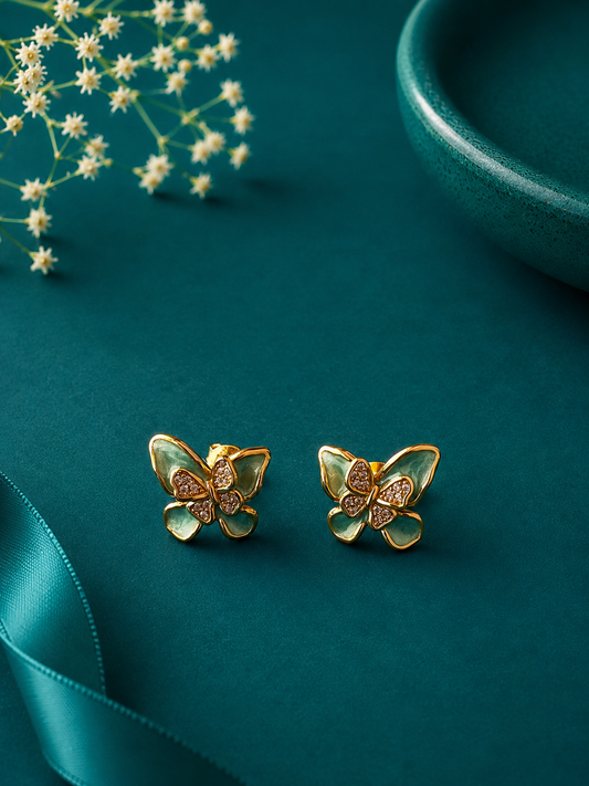 Sunburst Crystal Gold Stud Earrings